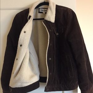 Corduory jacket with faux sherpa lining